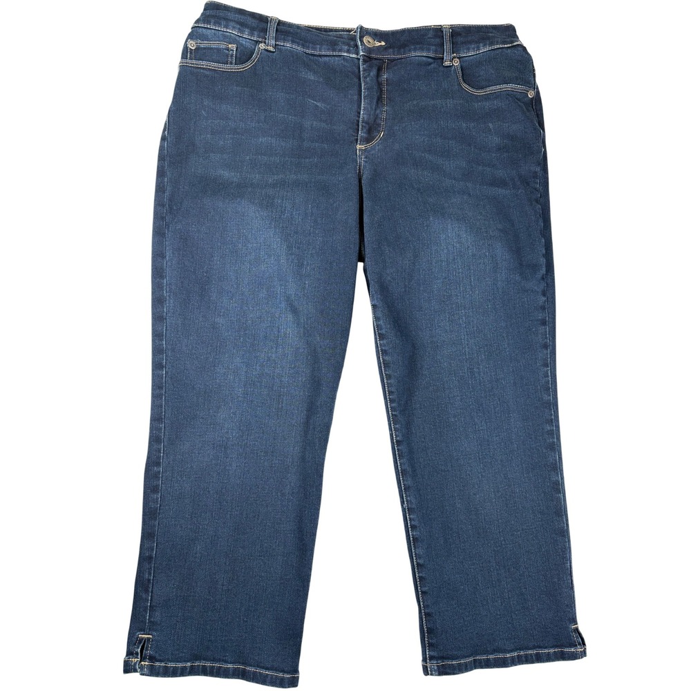 Chicos So Slimming Girlfriend Ankle Jeans Dark Wash Blue Size 2.5 US 14 Stretch